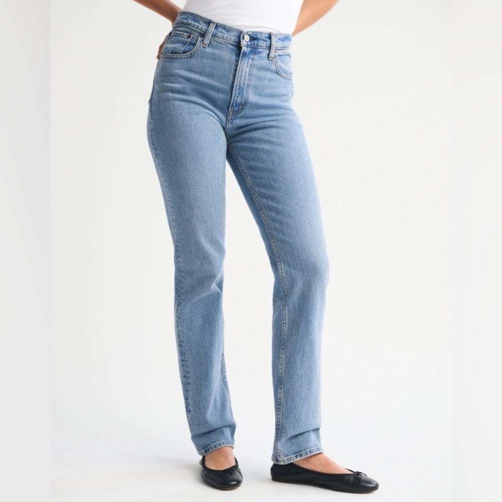 Abercrombie & Fitch 90s Straight Jeans Womens Size 28 Light Wash High Rise Denim